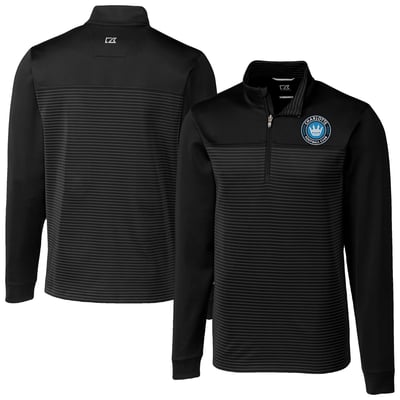  Charlotte FC Cutter & Buck Traverse Stretch Eco Stripe Quarter-Zip Top - Black